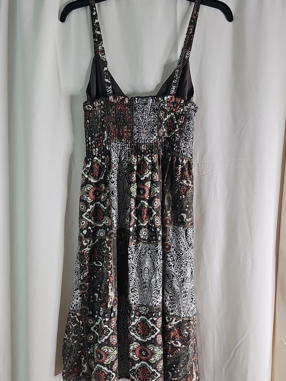 Floral Patchwork Brown Sundress with Spaghetti Straps - Picture 4 of 8